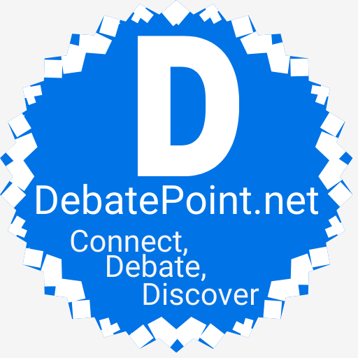 DebatePoint.net, A small favicon icon with letter D and website name DebatePoint.net in white colour and Blue Background